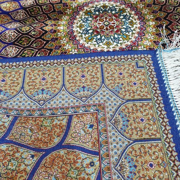 4x3 Pak Persian 1330 KPSI Purple Blue Brown Almond Qum Wool Silk Decor Area Rug - Picture 5 of 6